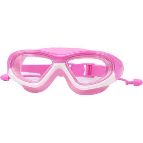 Kids Swim Goggles for Kids 3-12, Upgraded Design with Ear&Nose Plug, Wide View Anit-Fog No Leak Water Pool Goggle - Pink (1/5)