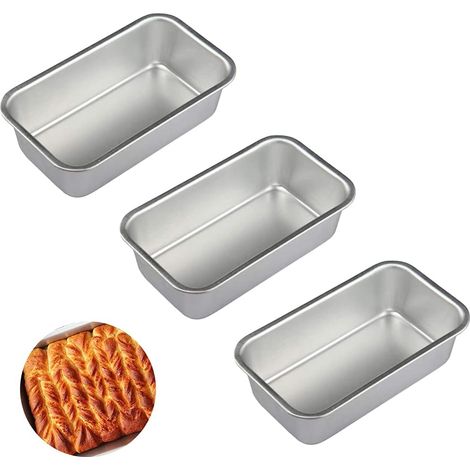 Set di 3 teglie per toast, teglie rettangolari per pane, teglia per torte, antiaderenti, atossiche, salutari, facili da pulire, in lega di alluminio, per pane e toast (13,5 x 7,8 x 3,6 cm) (1/5)