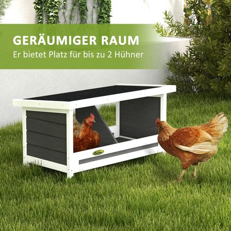 Nichoir extérieur pour poules, imperméable, toiture bitume, 66x37x34 cm, teintes nature et noir (1/4)