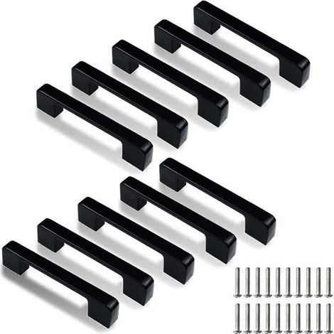 Handles of door kitchen stainless steel 128 mm, set of 10, design square modern with screw batteries (1/5)