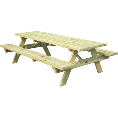 Tavolo Picnic in Legno 239x161x72 con 2 Panche Integrate da Esterno (1/3)