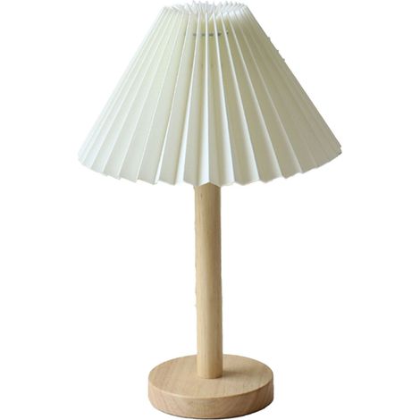 Ortviai Lampe de chevet LED design minimaliste en bois et tissu, blanc crème, 37,5 cm, alimentation USB (1/5)