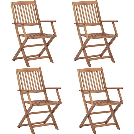 Outdoor Chair  Set of 4  Natural Acacia  Solid Acacia wood  Standard vidaXL