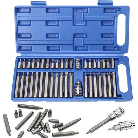 Hexagonal Socket Kit, Multi-Tooth Sockets with 1/2 Inch, 3/8 Inch Adapter, Screwdriver Bits with Box, Socket Wrench Set, with Torx, Hexagonal and Flute (H4-H12, T20-T55, M5-M12) (1/5)