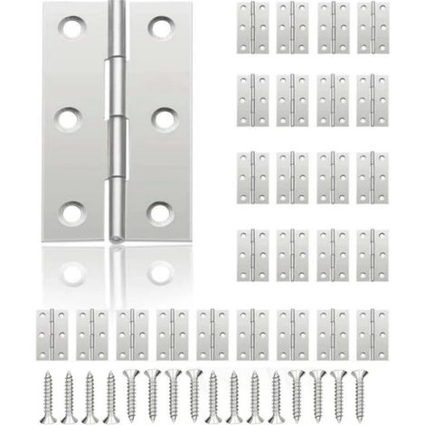 (44mmx31mm) 24 pièces petites charnières de porte, charnières en acier inoxydable, charnières de porte bricolage pour armoires de porte armoires (1/5)