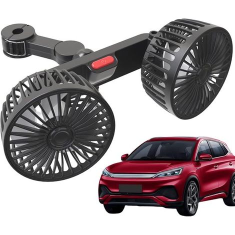 Ventilador de coche para el asiento trasero，ventilador USB para reposacabezas de coche con doble cabezal