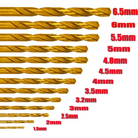 Jeu de 13 forets en acier inoxydable (1.5-6.5mm) HSS-E Co5 Cobalt Forets hélicoïdaux VA (1/4)