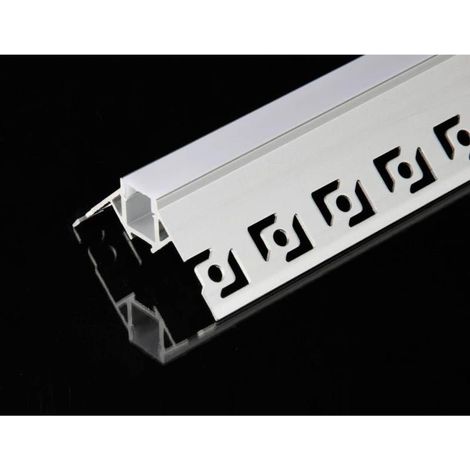 Profilé Aluminium encastré angulaire pour Ruban LED Couvercle Blanc Opaque - 2 m - SILUMEN
