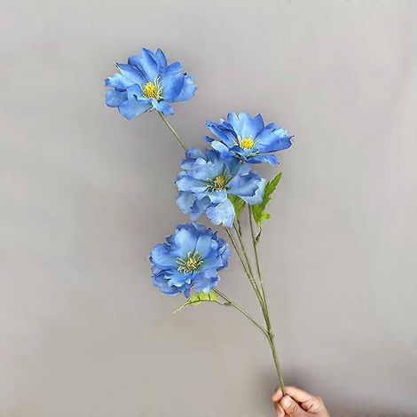Orchidée artificielle à 4 têtes, fleur en soie simulée, décoration de mariage « Coucher de soleil », fleurs simuléesbleu (1/5)