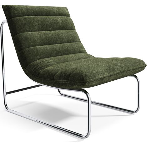 Fauteuil de salon en velours texturé kaki VINTY (1/5)