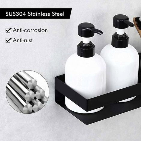Etagere Douche - Acier Inoxydable SUS304 - Murale - 40 cm - Noir Mat - Charge Max 5 kg (1/4)