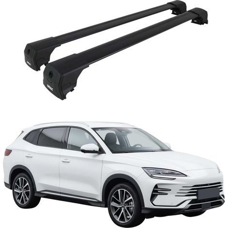 OMAC Aluminium Dachträger Querträger für BYD Seal U SUV 2024-2026 – City Crash – ISO/PAS 11154:2006 – Abschließbar – Max. 75 kg – 2 Stangen Schwarz (1/5)