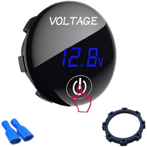 Voltmètre numérique LED 12 V 24 V CC étanche pour voiture, bateau, véhicule marin, moto, camion, camping-car, ATV avec lumière bleue, écran tactile (1/5)
