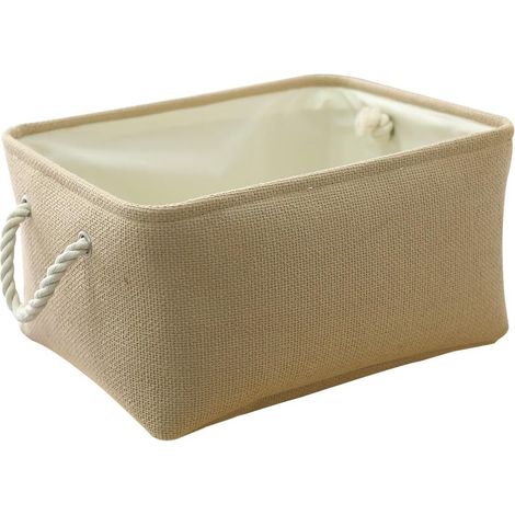 Panier décoratif rectangulaire, petit panier de rangement en tissu avec poignées pour le rangement des vêtements (11,8 × 7,9 × 5,2 pouces) (1/5)
