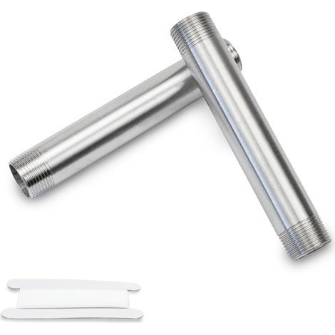 2 Pcs 150MM 3/8" mâle × 3/8" mâle filetage BSP Acier inoxydable 304 Extender Nipple Cast Pipe Fittings (1/4)