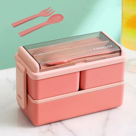 Récipient de stockage des aliments pour enfants, boîte à lunch micro-ondes, boîte à bento rose (1/4)