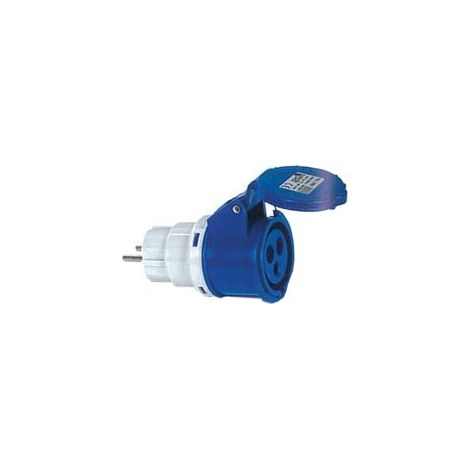ADATTATORE INDUSTRIALE CON SPINA SCHUKO E PRESA CEE IP44  16A colore blu