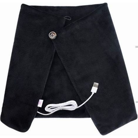 Châle Chauffant Électrique Couverture chauffante Coussin Respirant USB Châle chauffé Unisexe pour Soulagement de Douleur épaule Genoux Ventre Noir (1/4)
