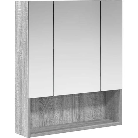 Maison Exclusive - Mobiletto per specchio da bagno Grigio Sonoma 60 x 14.5 x 70 cm