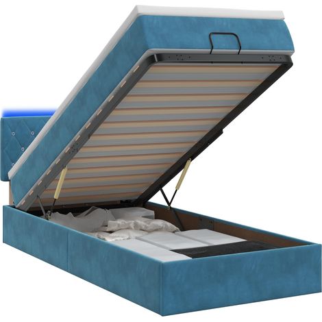 Maison Exclusive - Letto Ottomano con Materasso e LED Blu scuro 90 x 200 cm (1/5)