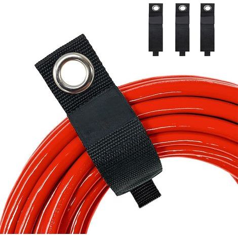 Juego de 3 - Extensión - Correa de almacenamiento - Soporte de pared para mangueras y herramientas - Negro - 17,8 cm (1/4)