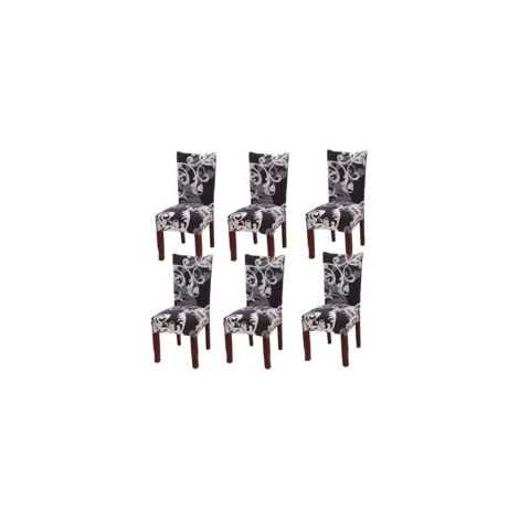 – Set di 6 coprisedie elasticizzati – Tessuto in poliestere resistente – Dimensioni schienale 50-60 cm – Larghezza e lunghezza 36-50 cm – Crezuo