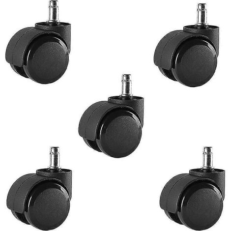 2024 Lot de 5 roulettes de rechange noires de 5 cm (2 pouces) pour chaise de bureau - Roulettes de rechange robustes pour chaise de bureau H