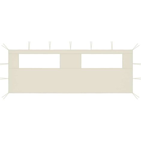 Paroi latérale de belvédère avec fenêtres - Accessoire pour tente et tonnelle 6x2 m Crème BV497997 - BonneVie (1/4)