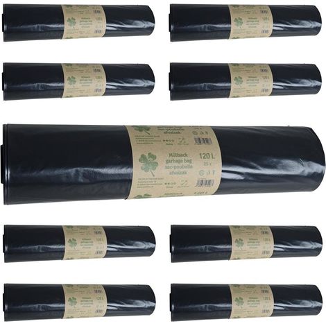 Müllsäcke Abfallsäcke Müllbeutel 120 L Mittelstark 9 Rollen Schwarz Mülltüte (1/4)