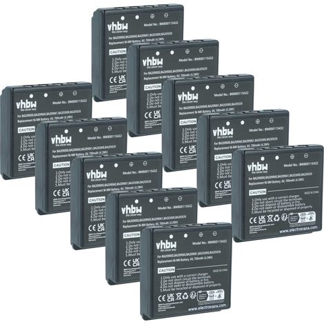 vhbw 10x Akku Ersatz für HBC FuB5AA, FuB05AA, FuB05XL, Fub9NM, BA226030 für Industrie-Funkfernsteuerung Fernbedienung (700 mAh, 6 V, NiMH) - Schwarz