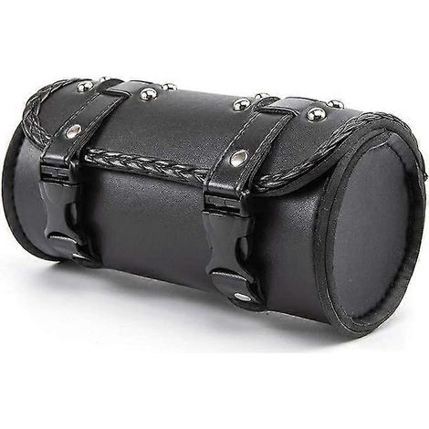 Motorrad Gabeltasche Pu Leder Fahrrad Lenker Werkzeugtasche Sissy Bar Rolle Aufbewahrungstasche Satteltasche, U (1/5)