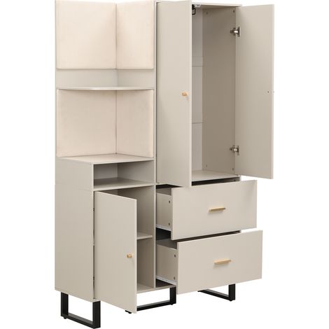 Armoire d’entrée multifonction en MDF gris beige 110 x 38 x 186 cm MODENUIT (1/5)