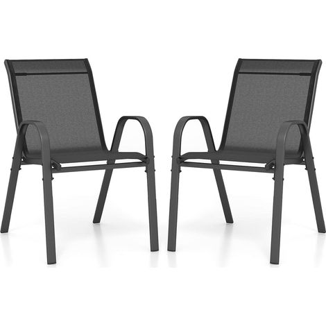 Lote de 2 sillas apilables 56 x 70 x 84 cm confort ergonómico diseño moderno de acero negro 200012446