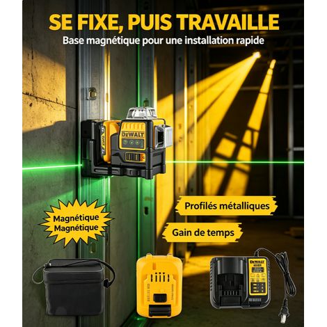 Niveau laser Dewalt DW089LG ligne verte 16 faisceaux, niveau à laser auto-nivelant pour pose carrelage mur et sol (1/5)