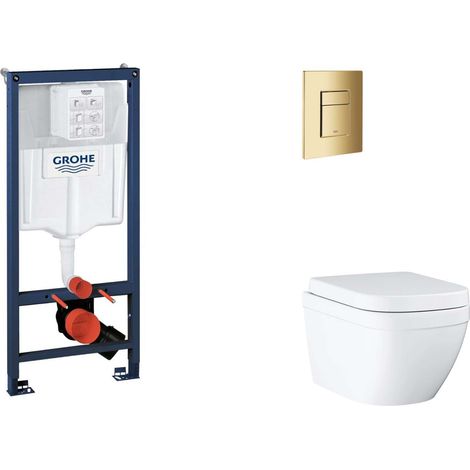 Grohe Rapid SL - Set bâti-support, cuvette, abattant SoftClose, plaque de déclenchement Skate Cosmopolitan, Triple Vortex, Cool Sunrise SANI11BB4127 (1/5)