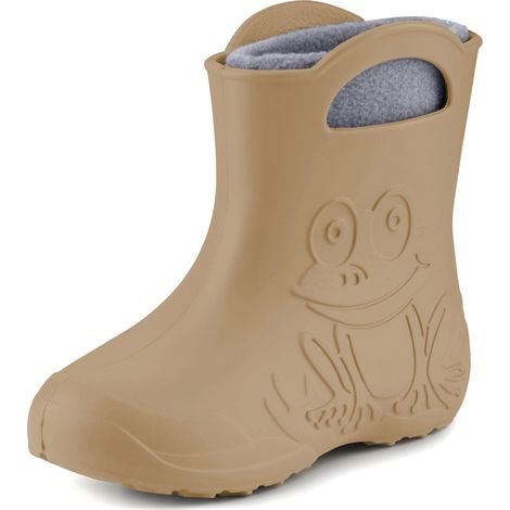 Ladeheid EVA Kinder Jungen Mädchen Gummistiefel Regenschuhe gefüttert LA-CA-03 (Kamel/Grau, 32/33 EU)