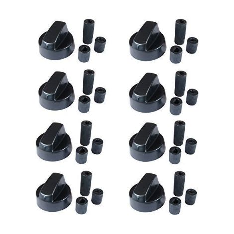 Qualtex Lot de 8 x boutons de commande noirs avec adaptateurs pour cuisinière New World et Belling