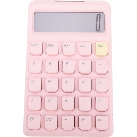 Ortviai Calculatrice Solaire 12 Chiffres avec Affichage Grand Format et Touches Mécaniques Réactives – Rose