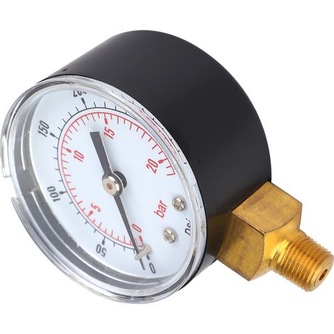 Manometer mit 50-mm-Zifferblatt, 1/8-BSPT-Gewinde an der Unterseite für Luft, Wasser, Öl und Gas (0–300 PSI, 0–20 Bar) (1/5)