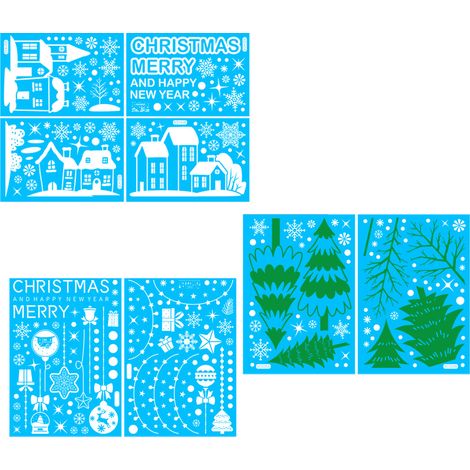Hängende Fensterdekorationen, statisch haftende Schneeflockenaufkleber, „Frohe Weihnachten“-Fensteraufkleber für Weihnachtsfeierbedarf