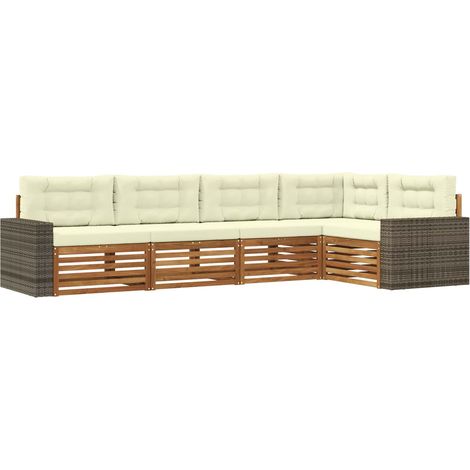 Outdoor Sofa Set 5 pcs Natural and Cream 331 x 172.5 x 73 cm vidaXL (1/5)