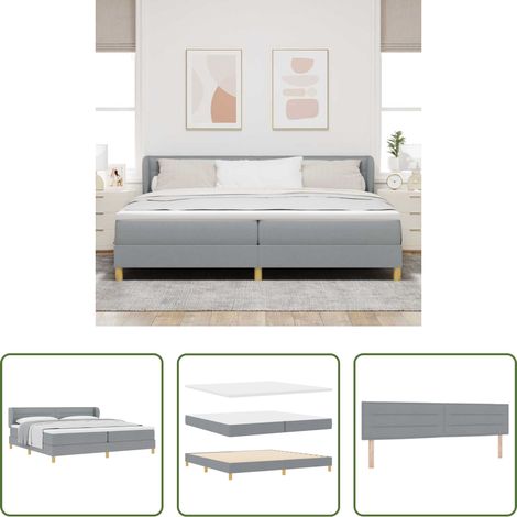 vidaXL Stoffbett - Boxspringbett mit Matratze Hellgrau 200 x 200 cm Stoff (1/5)