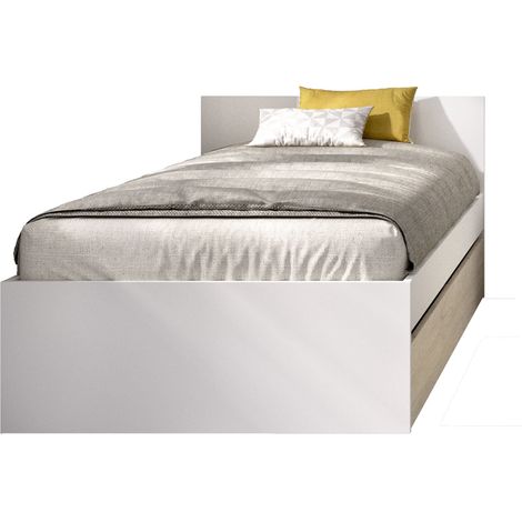 DEKIT TOP - CAMA DE 90X190 CON ARRASTRE - BLANCO / NATURAL - 67 x 95,8 x 194,8 (1/3)