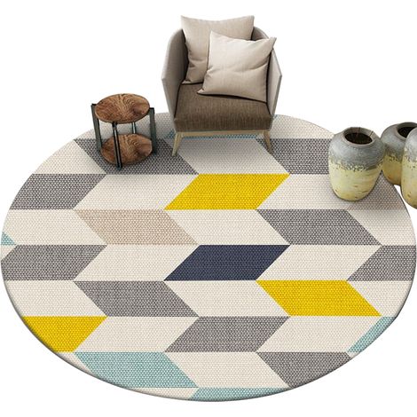Tapis Rond - 60 x 60 cm - Antidérapant - Pour Salon Chambre Bureau Cuisine Entrée - 1 Pièce (1/5)