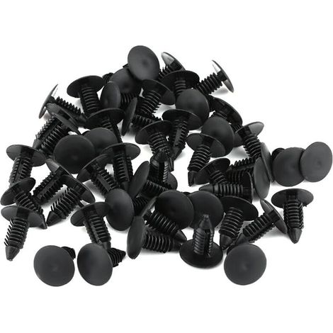 Fixation À Rivet - Plastique Noir 21 x 17 x 8 mm - Pour Pare-Chocs Et Garnitures Automobiles - 50 Pièces (1/5)