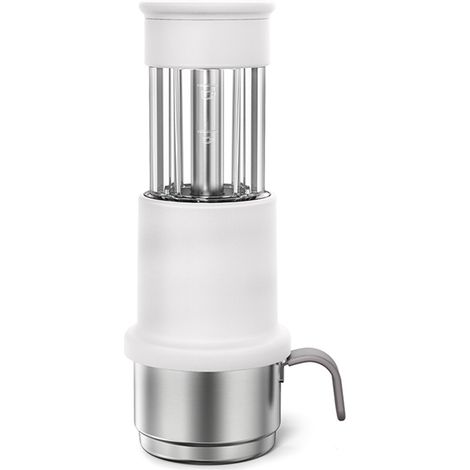 Cafetera portátil 2 en 1 con funcionamiento manual, compatible con cápsulas NES y café molido, con depósito de agua de 80 ml, taza de acero inoxidable de 120 ml y soporte adaptador. (1/5)