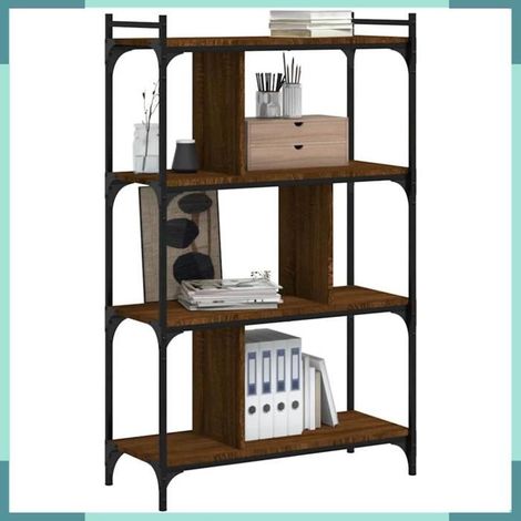 833939 Bibliothèque 4 niveaux chêne brun 76x32x123cm bois d'ingénierie (1/5)