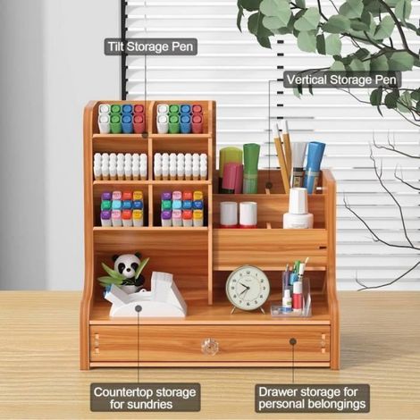Organiseur de bureau - Cerise - Bois - Tiroir coulissant - Grande capacit - 245 x 15 x 254 cm noir cerise blanc (1/4)
