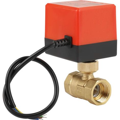 Ej.Life Motorisiertes Kugelhahnventil, AC 12V Messing-Kugelhahn DN20 Gewindeanschluss G3/4 "2-Wege-Elektroventil Wasserdurchflussregelventil (1/5)