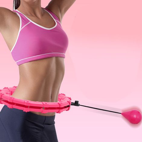 Anneau de fitness lesté intelligent avec 24 nœuds détachables, massage abdominal pour modelage du corps, rose (1/5)